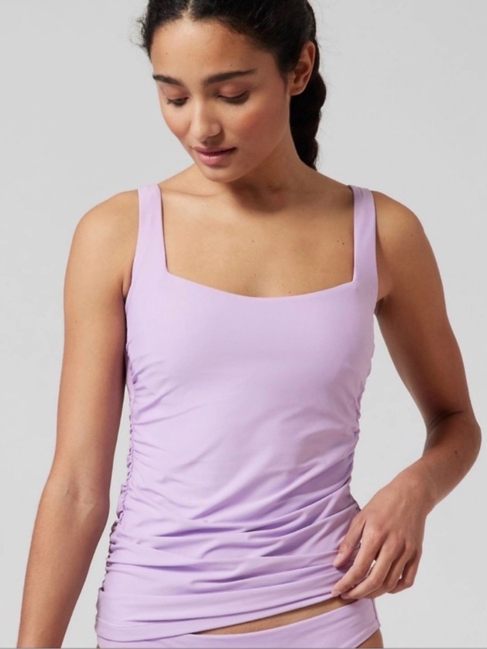 Athleta Square Neck Bra Cup Tankini 40 B/C Lilac Elfin Purple NWT